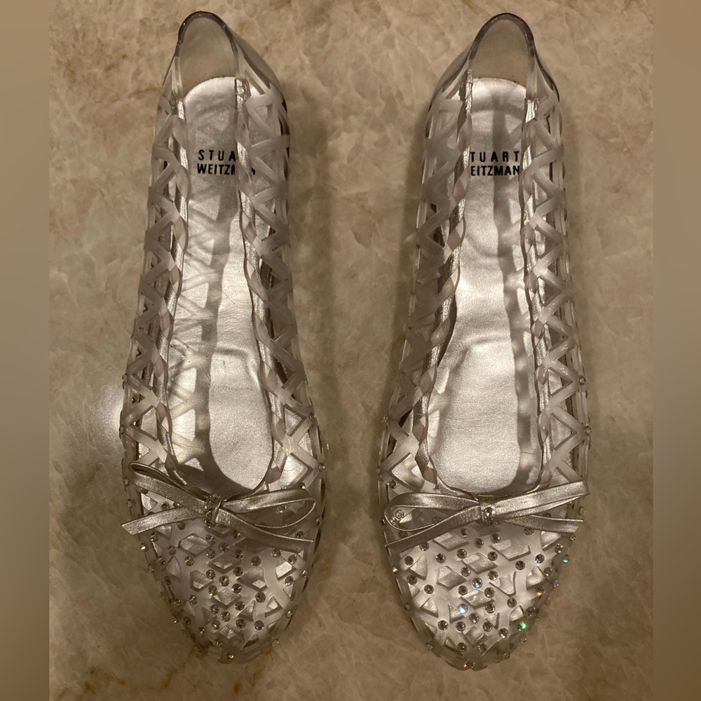 Stuart Weitzman Silver Clear Jelly Shoe